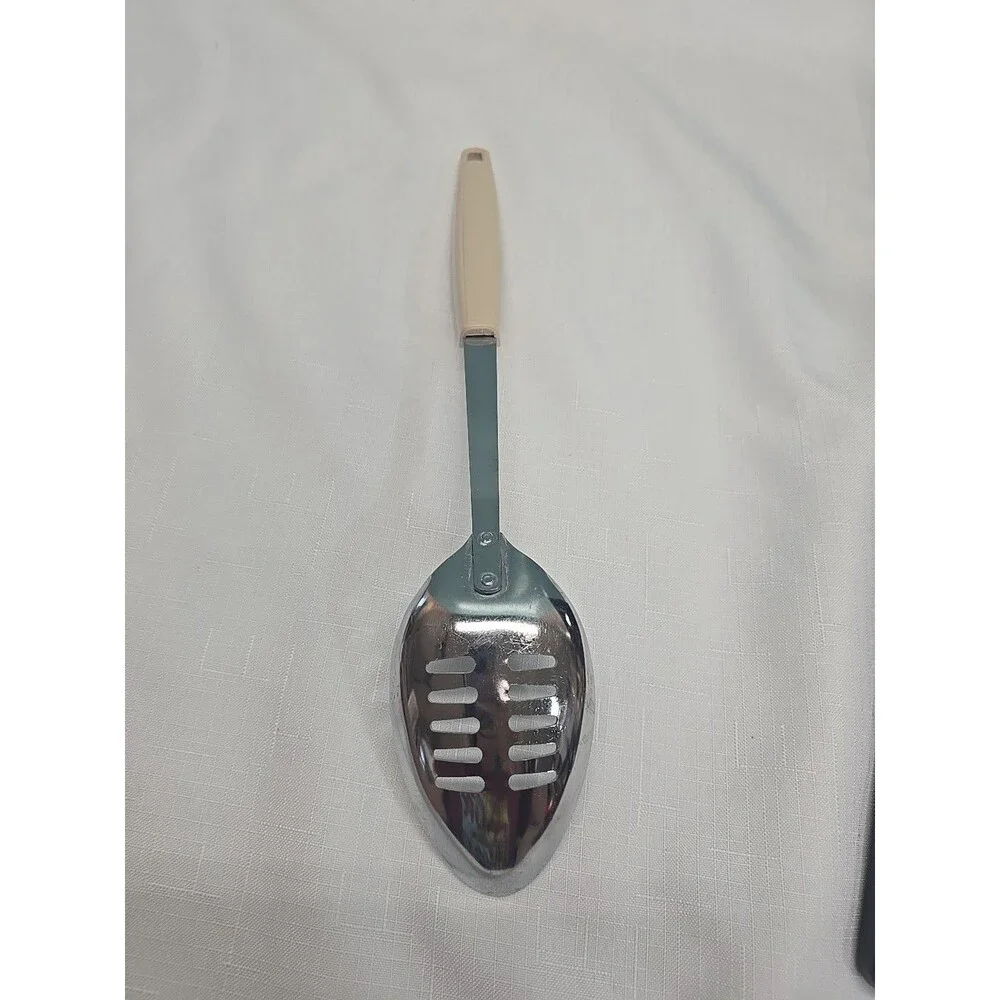 Vintage EKCO Slotted Spoon – Onion Vegetable Handle – Made in USA – 12” READ